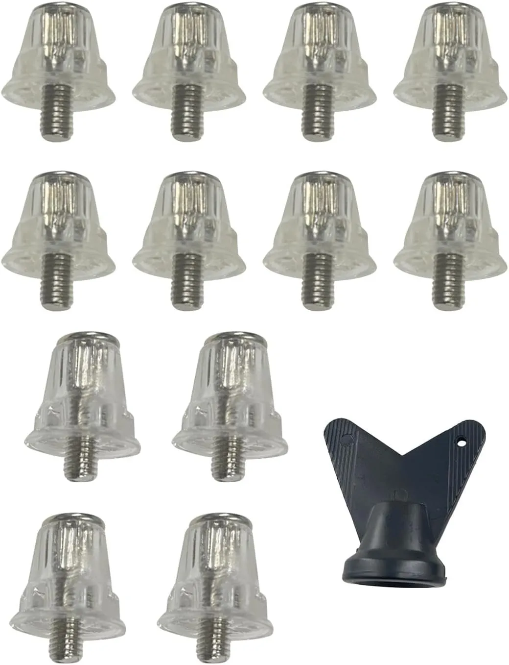 12-Pack Plastic Football Boot Studs with Wrench – 15mm & 18mm Conical Spikes for Soccer/Rugby Cleats, M5 Thread Nylon Studs for Firm Ground