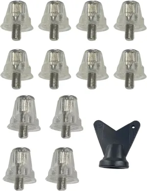 12-Pack Plastic Football Boot Studs with Wrench – 15mm & 18mm Conical Spikes for Soccer/Rugby Cleats, M5 Thread Nylon Studs for Firm Ground