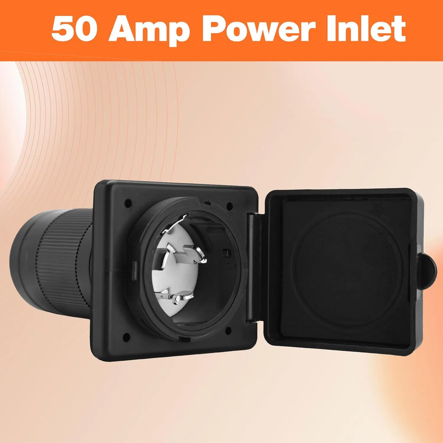 50 AMP Twist Lock RV Shore Power Inlet 125V/250V with 3 Stainless Steel Pins and Screws RV Shore Power Inlet with Weatherproof Boot Kit,NEMA SS2-50P,ETL Listed,Black
