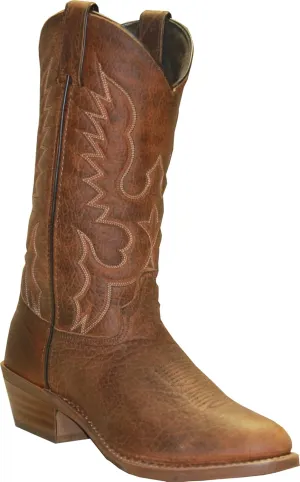 Abilene Men's Bison Leather Western Boot Medium Toe Tan 7 EE US