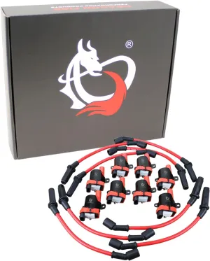 AIP Electronics Dragon FIRE Performance Power Pack with Round Ignition Coils and Spark Plug Wires Compatible with 2005-2007 GM LSx LS1 LS2 LS3 LS6 LS7 OEM Fit Kit-1114