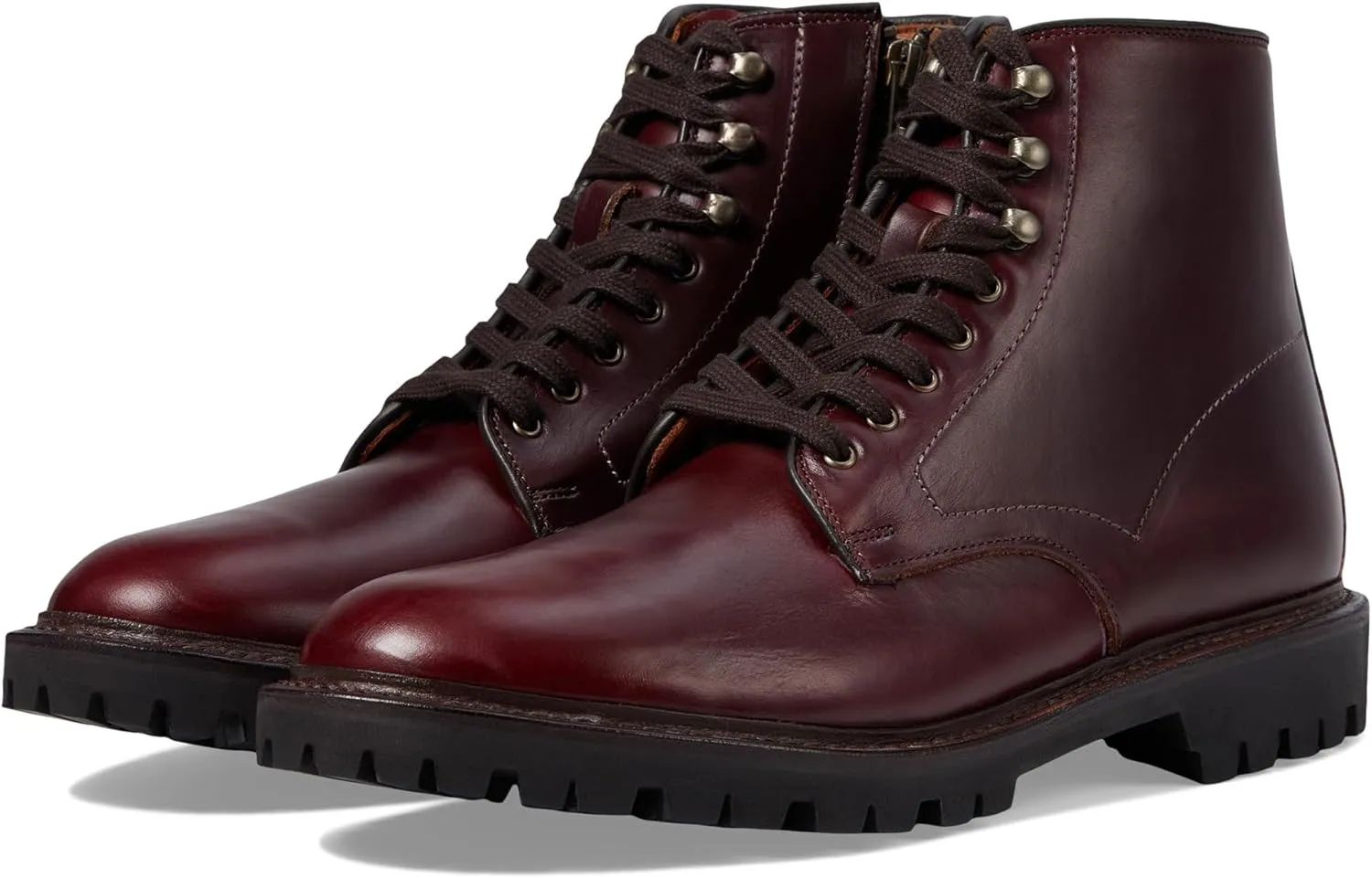 Allen Edmonds Higginsfplug - Boots for Men - Stacked Heels - Lightweight Rubber Lug Outsole - Round ToeBurgundy 9.5 D (M)