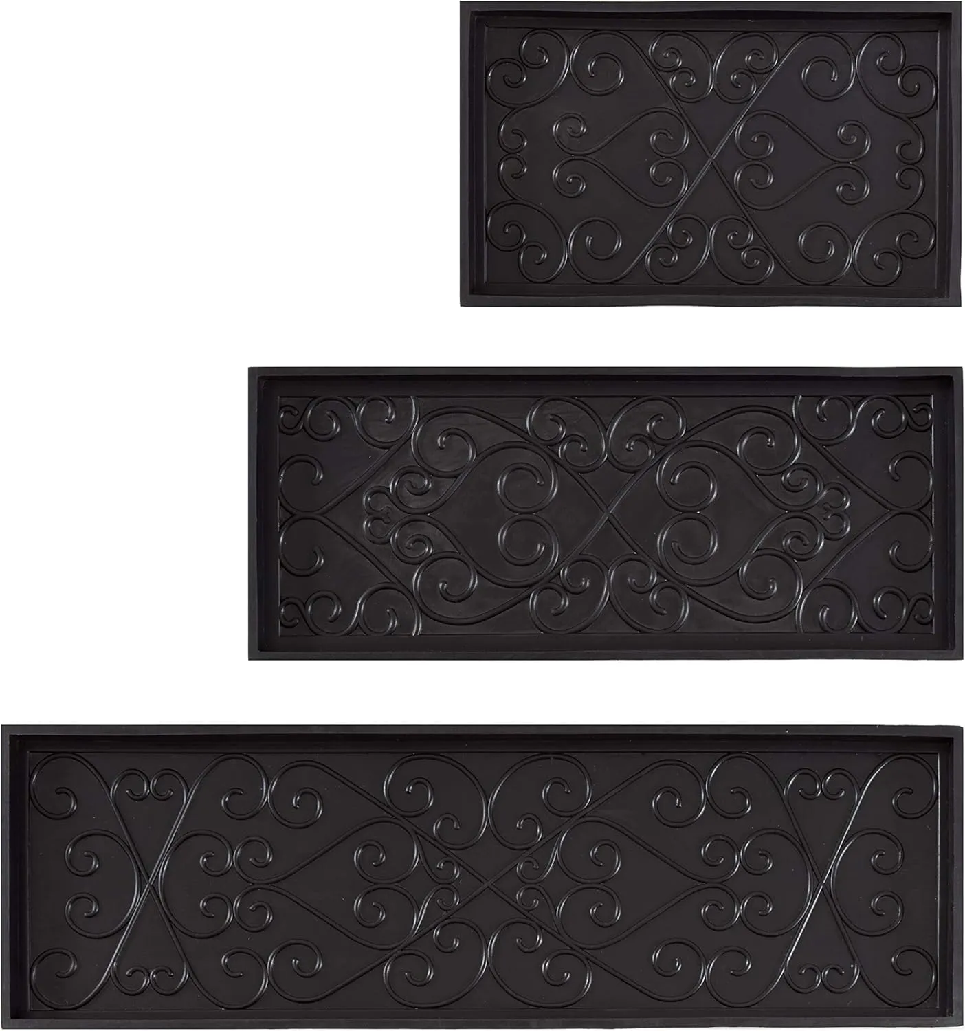 Anji Mountain AMB0BT3F-003 Black Rubber Boot/Shoe Tray with Coir, Fits 3 Pair (34.5" Wide), Tan & Black Insert