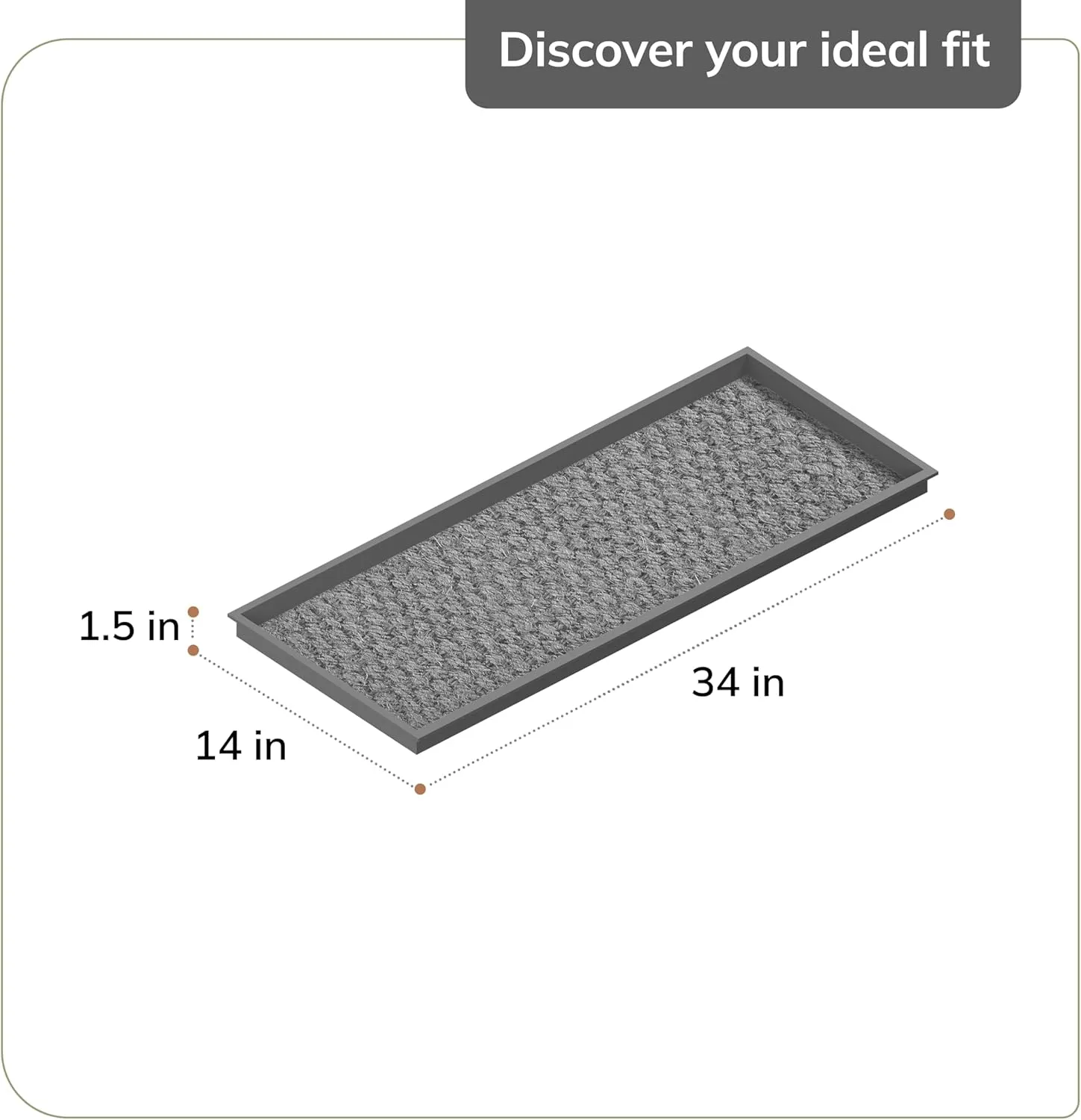 Anji Mountain AMB0BT3F-003 Black Rubber Boot/Shoe Tray with Coir, Fits 3 Pair (34.5" Wide), Tan & Black Insert