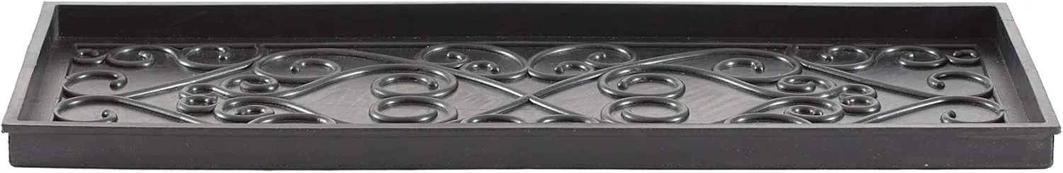 Anji Mountain AMB0BT3F-003 Black Rubber Boot/Shoe Tray with Coir, Fits 3 Pair (34.5" Wide), Tan & Black Insert
