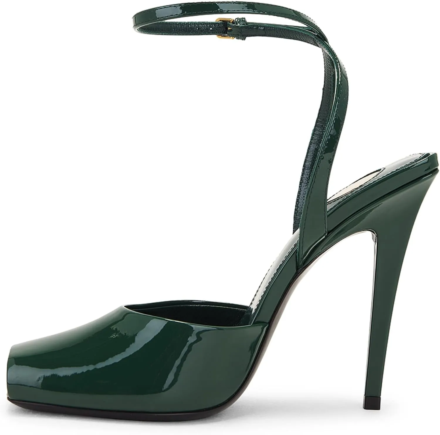 Arqa Womens Stilleto Sandals Covered Square Open Toe Pumps Adjustable Ankle Strap Office Party Dressy Shoes Summer Sexy Elegant 4.1 IN Heels