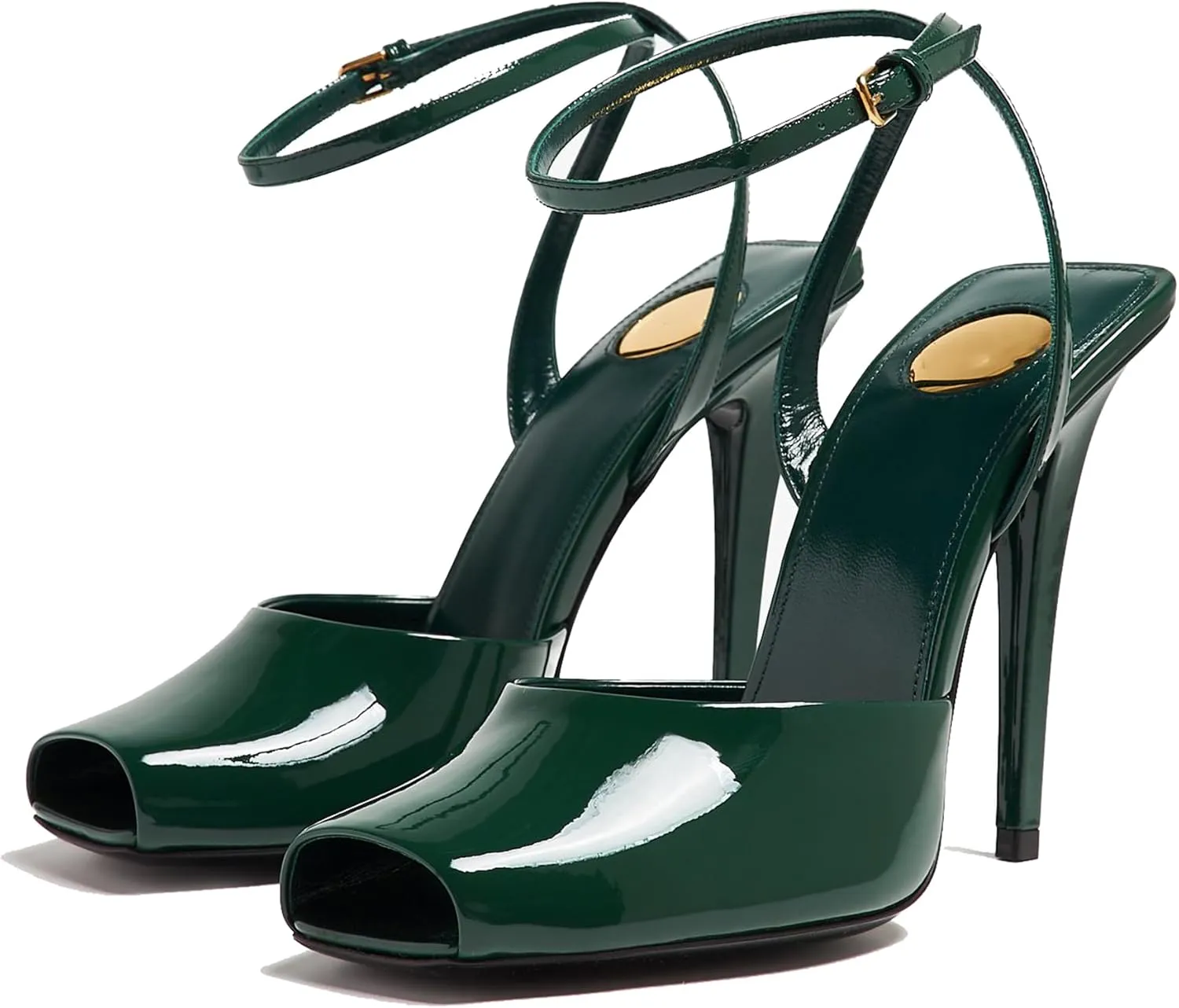 Arqa Womens Stilleto Sandals Covered Square Open Toe Pumps Adjustable Ankle Strap Office Party Dressy Shoes Summer Sexy Elegant 4.1 IN Heels