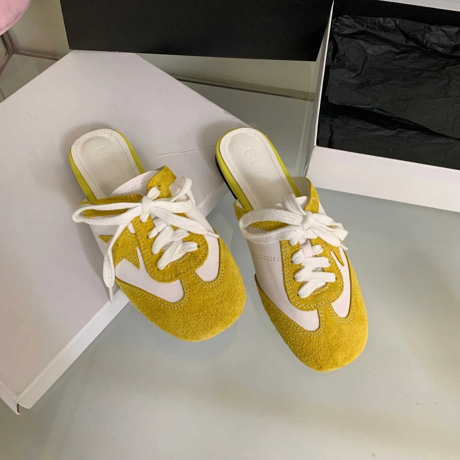 Authentic Suede Leather Swift Sneakers Mule