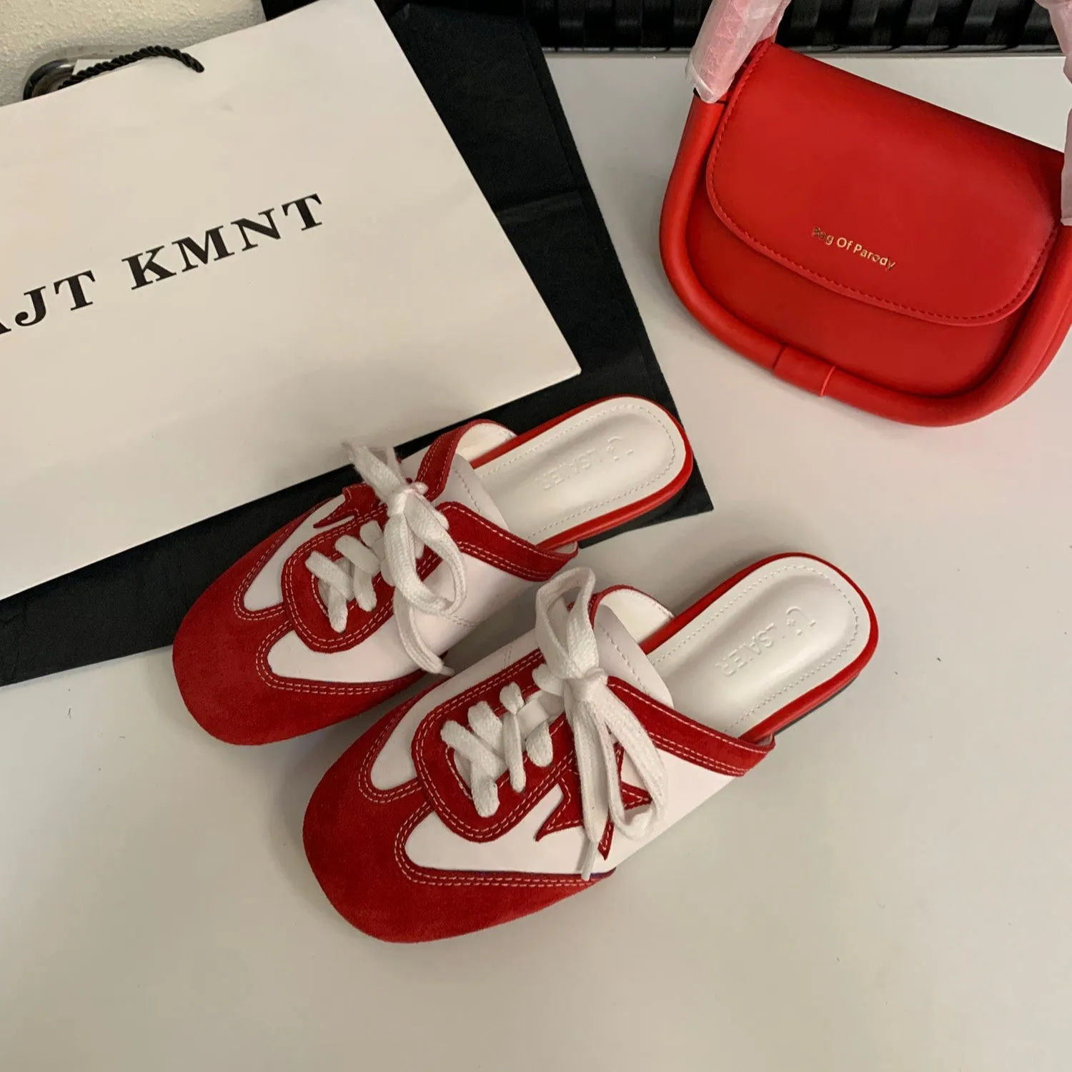 Authentic Suede Leather Swift Sneakers Mule