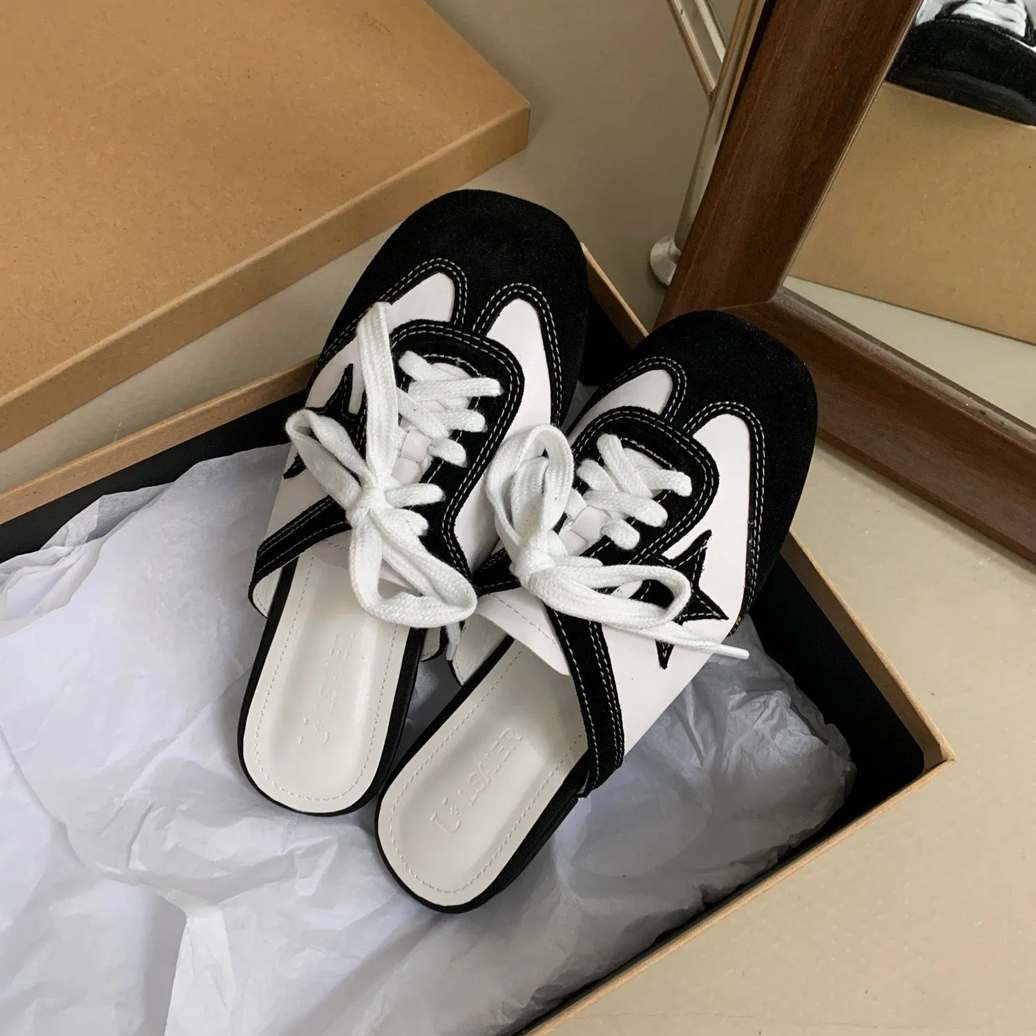 Authentic Suede Leather Swift Sneakers Mule
