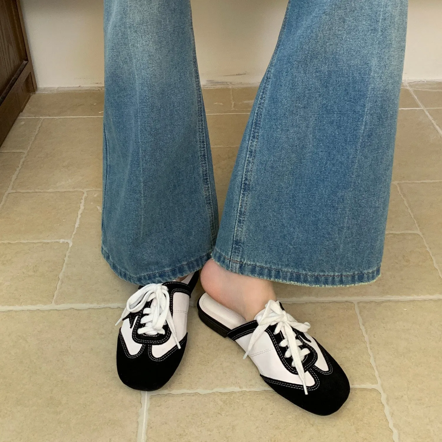 Authentic Suede Leather Swift Sneakers Mule
