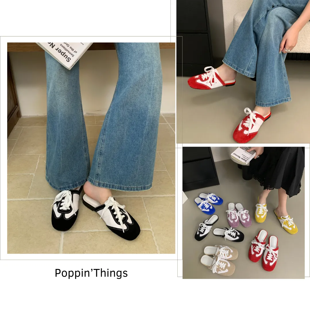Authentic Suede Leather Swift Sneakers Mule