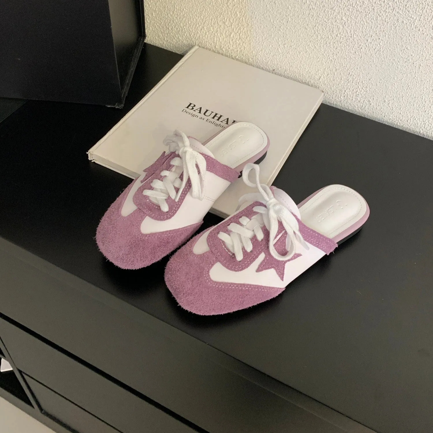 Authentic Suede Leather Swift Sneakers Mule