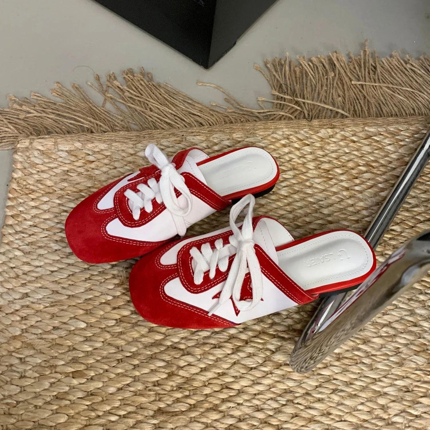 Authentic Suede Leather Swift Sneakers Mule