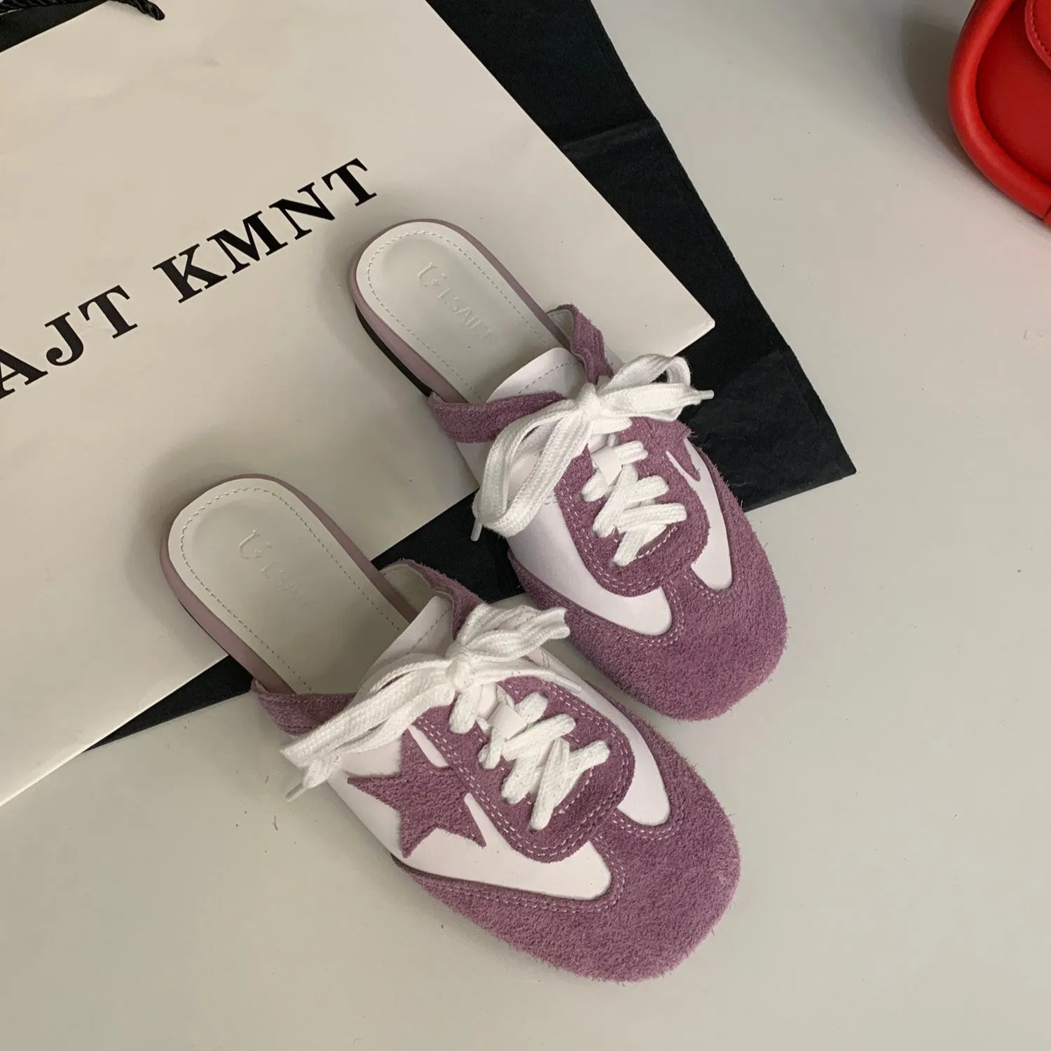 Authentic Suede Leather Swift Sneakers Mule