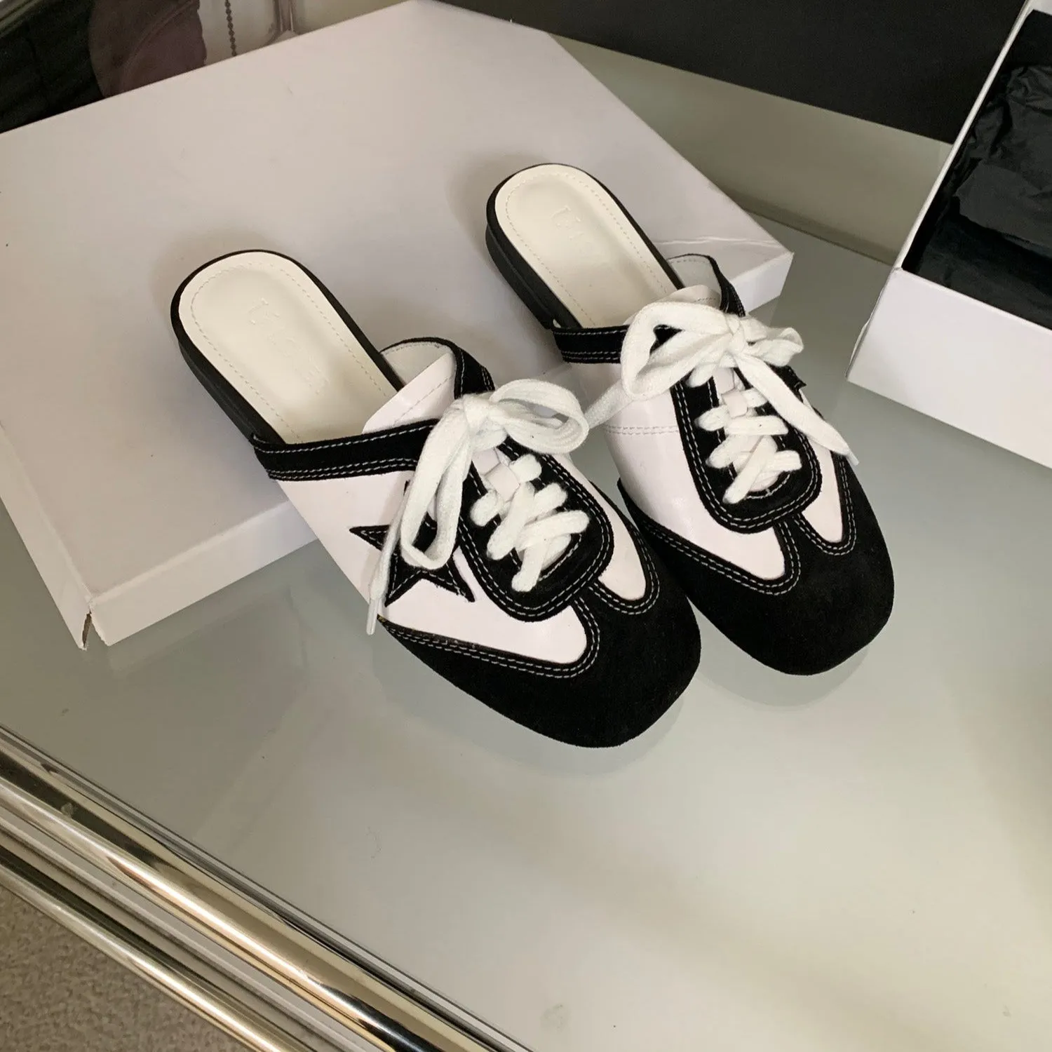 Authentic Suede Leather Swift Sneakers Mule