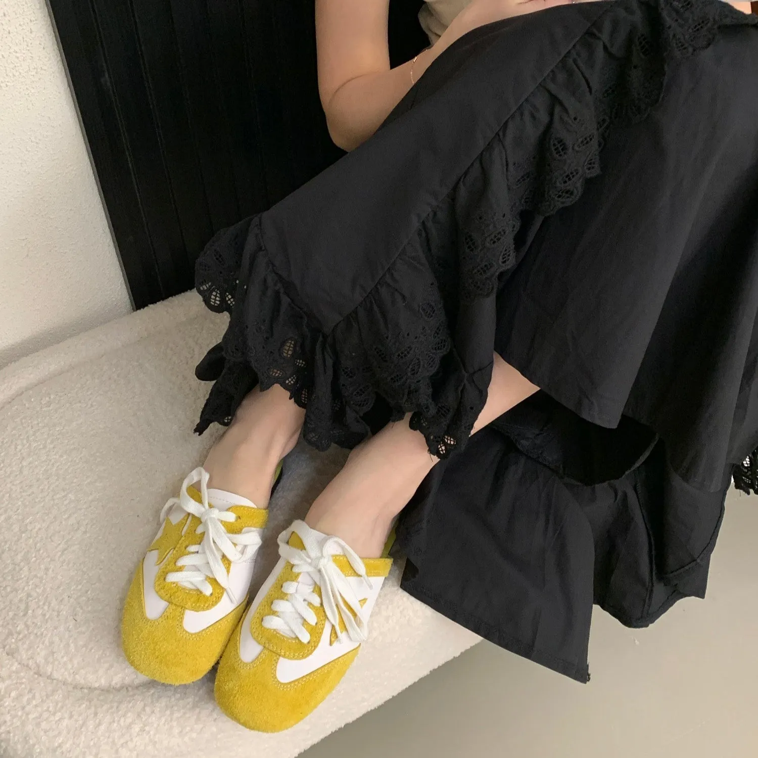 Authentic Suede Leather Swift Sneakers Mule