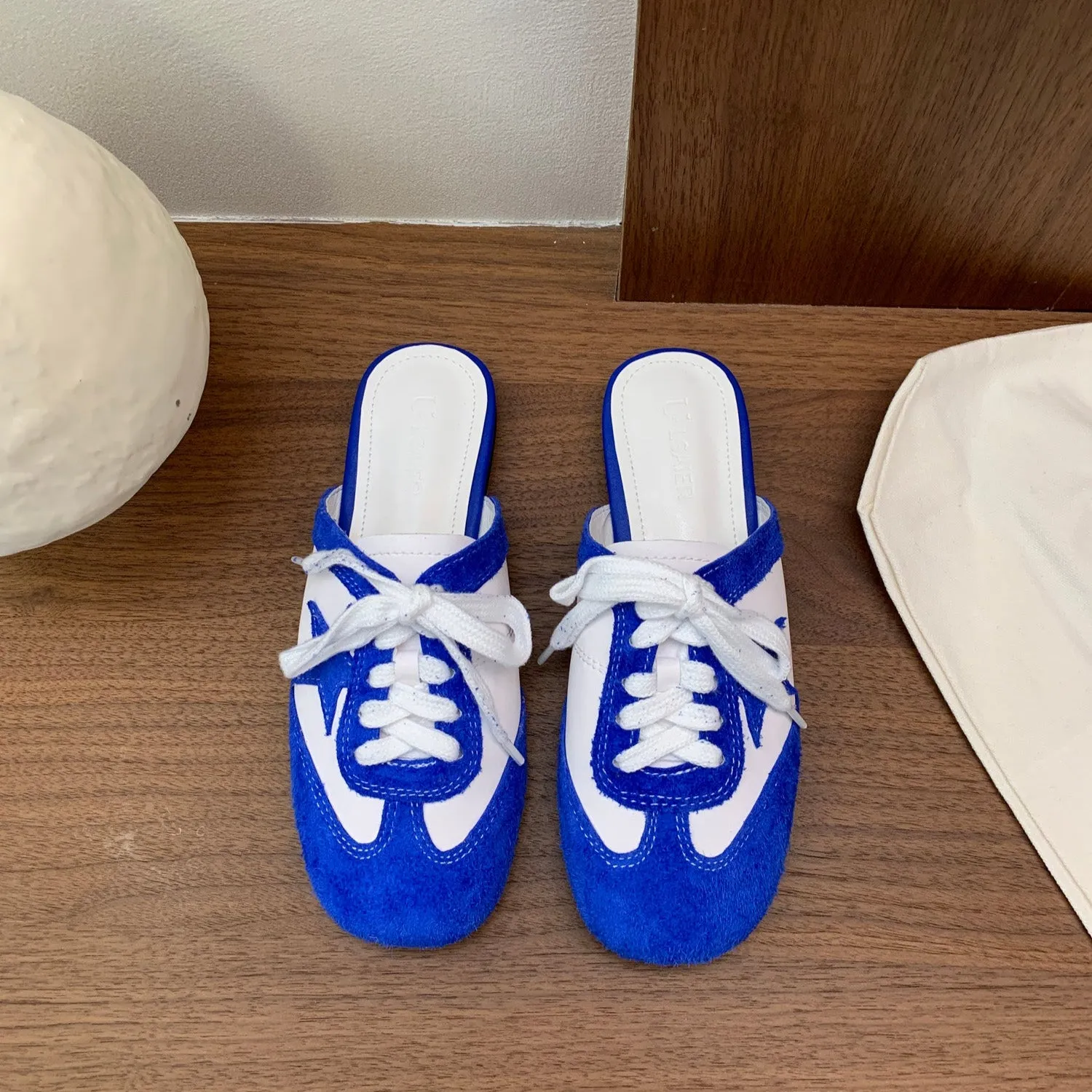 Authentic Suede Leather Swift Sneakers Mule