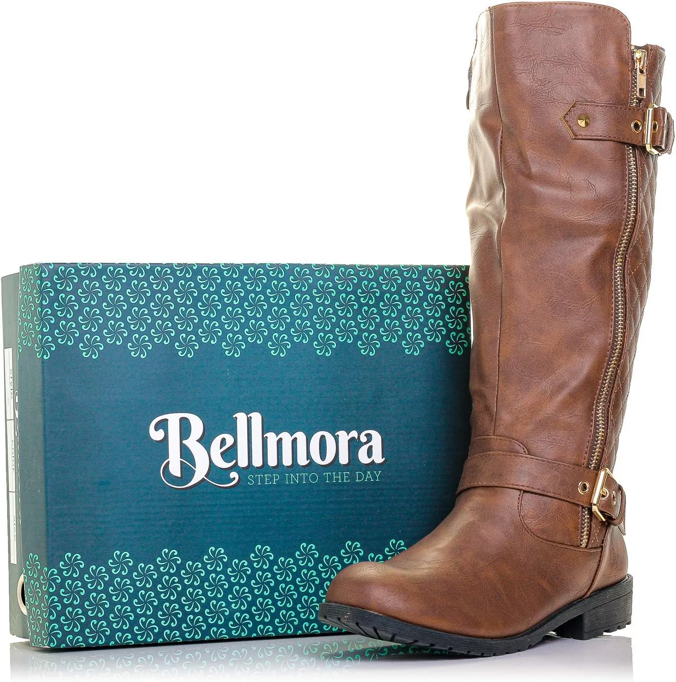Bally-32 Women's Winkle Back Side Zip Vegan Knee High Riding Boots with Quilted Detail and Stacked Heel