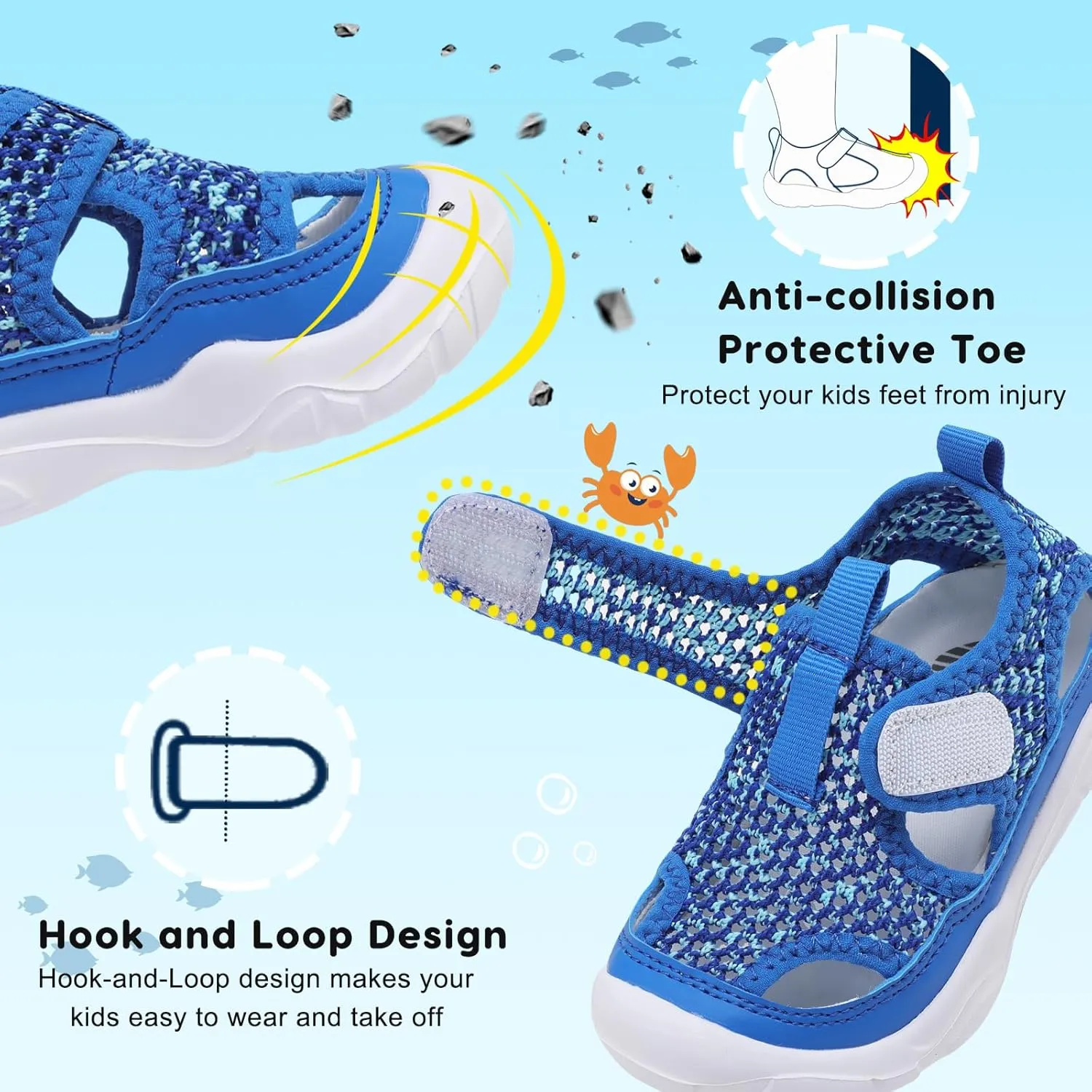 BARERUN Kids Water Shoes Boys Girls Barefoot Aqua Socks for Swim Surf Pool Beach Sport Lightweight Breathable Sandal Athletic Slip-On Sneaker for Toddler Outdoor Indoor