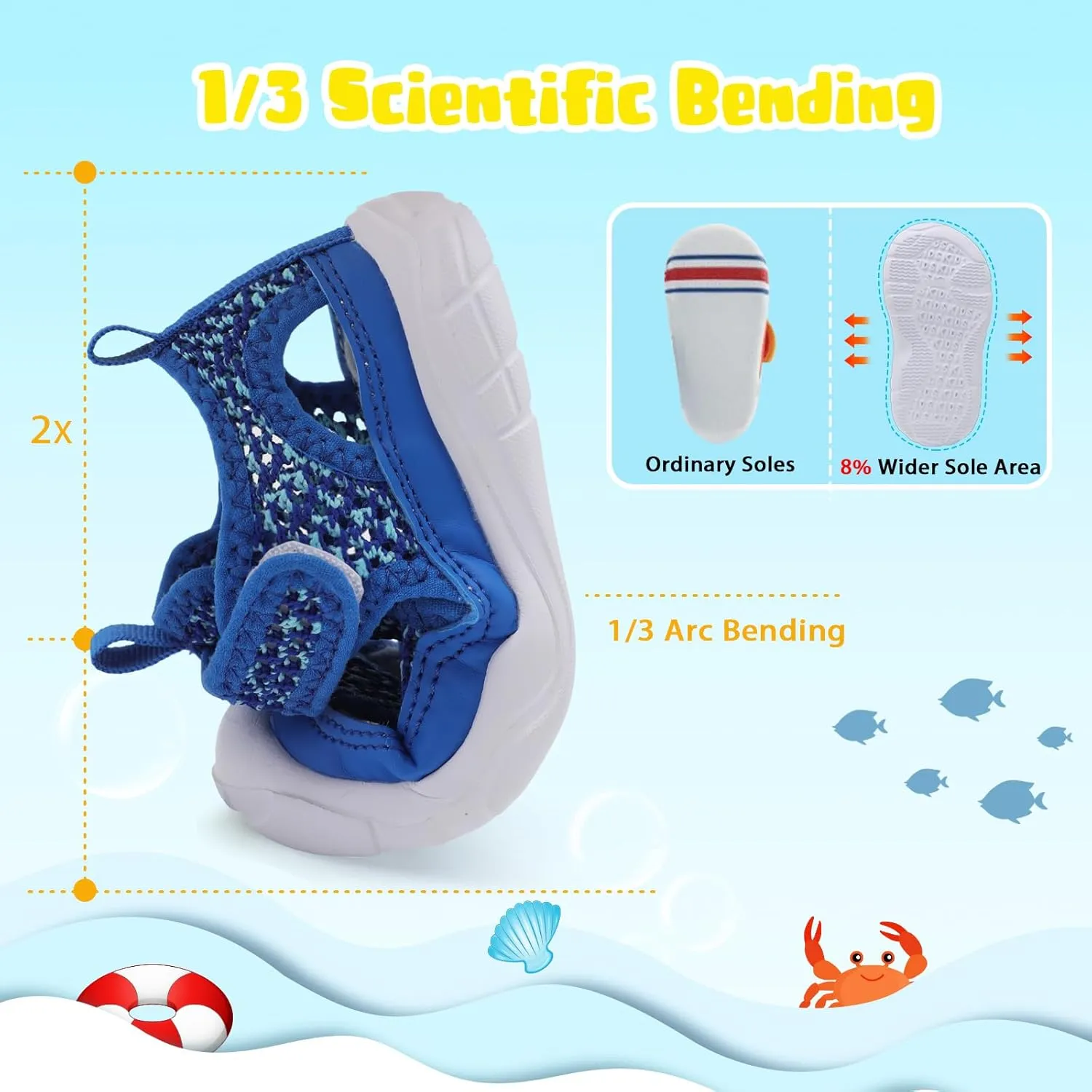 BARERUN Kids Water Shoes Boys Girls Barefoot Aqua Socks for Swim Surf Pool Beach Sport Lightweight Breathable Sandal Athletic Slip-On Sneaker for Toddler Outdoor Indoor