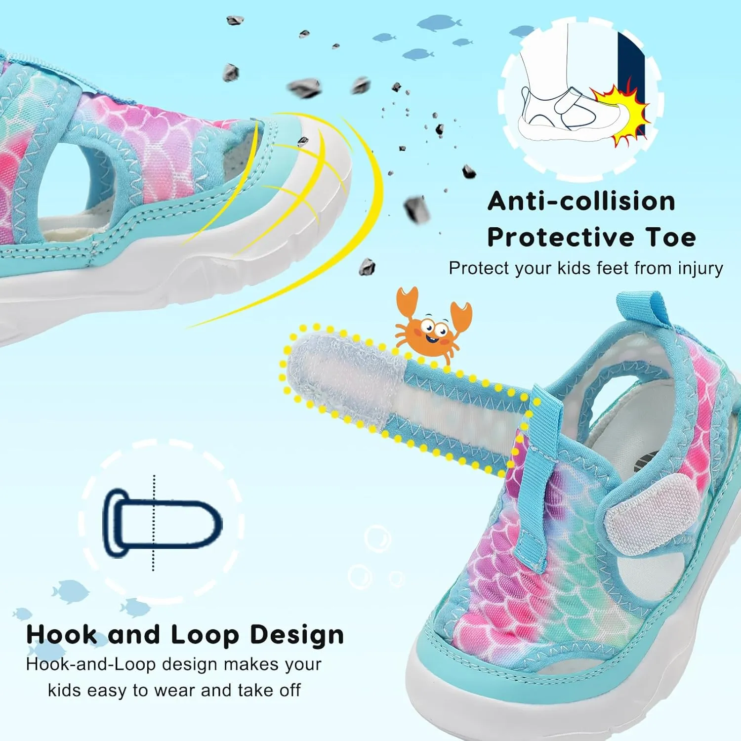 BARERUN Kids Water Shoes Boys Girls Barefoot Aqua Socks for Swim Surf Pool Beach Sport Lightweight Breathable Sandal Athletic Slip-On Sneaker for Toddler Outdoor Indoor