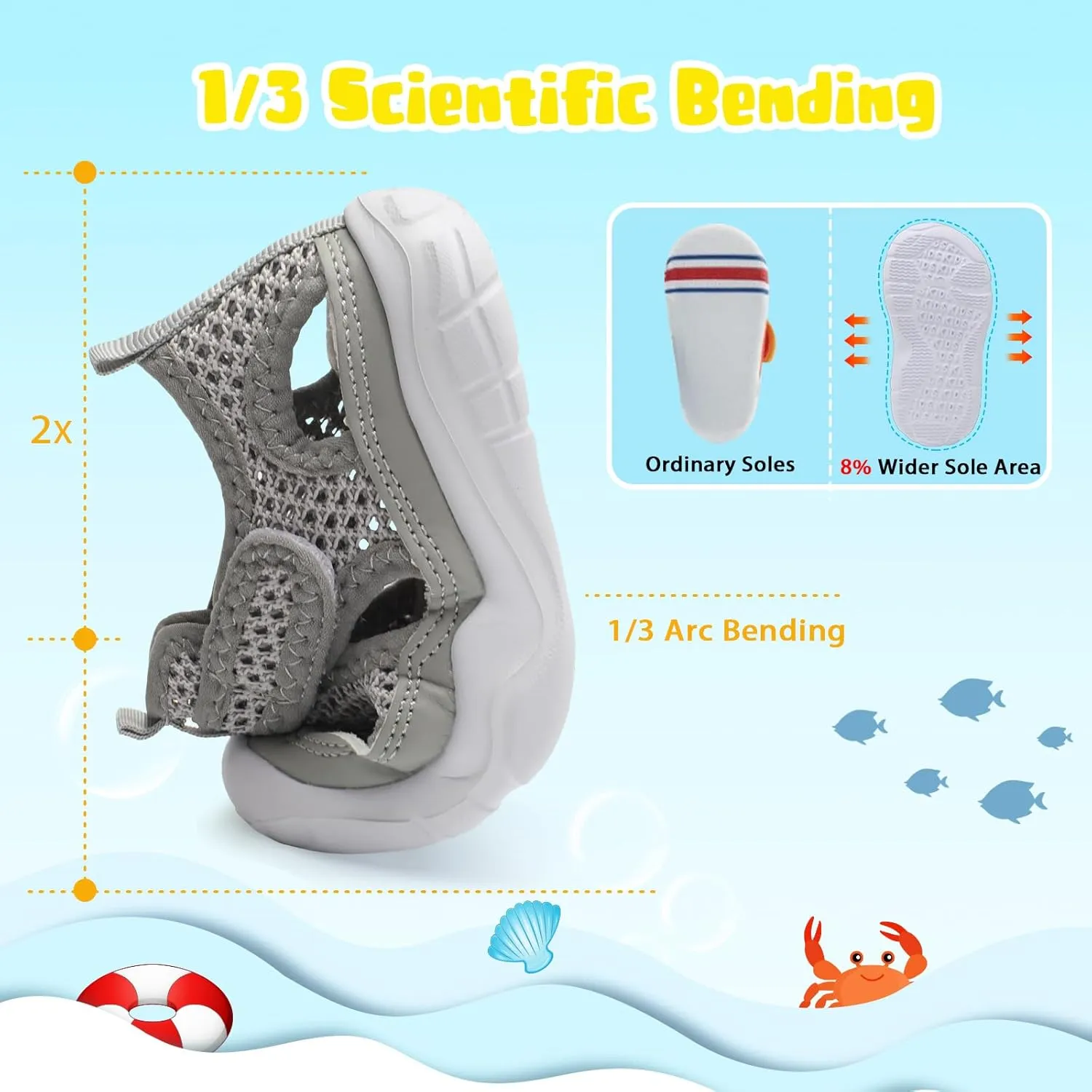 BARERUN Kids Water Shoes Boys Girls Barefoot Aqua Socks for Swim Surf Pool Beach Sport Lightweight Breathable Sandal Athletic Slip-On Sneaker for Toddler Outdoor Indoor