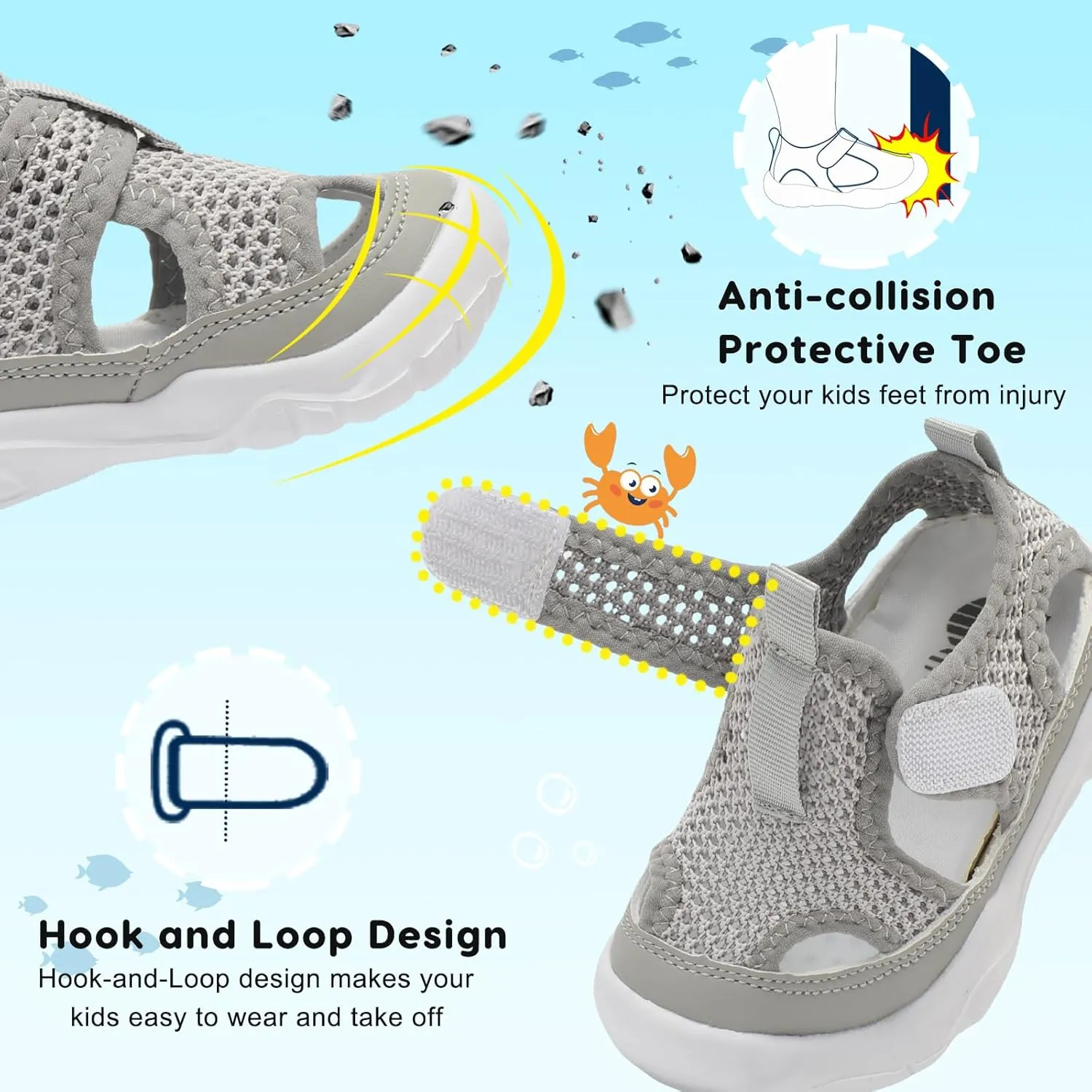 BARERUN Kids Water Shoes Boys Girls Barefoot Aqua Socks for Swim Surf Pool Beach Sport Lightweight Breathable Sandal Athletic Slip-On Sneaker for Toddler Outdoor Indoor