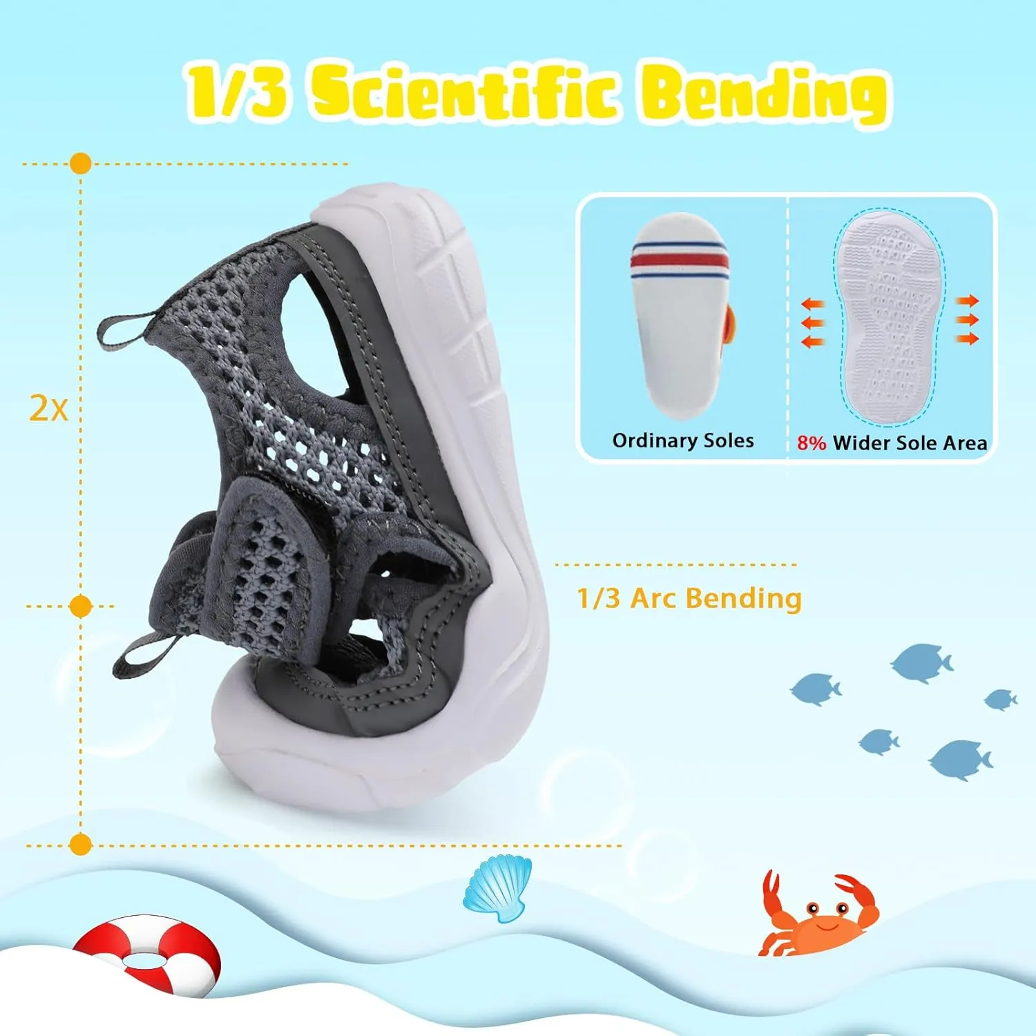 BARERUN Kids Water Shoes Boys Girls Barefoot Aqua Socks for Swim Surf Pool Beach Sport Lightweight Breathable Sandal Athletic Slip-On Sneaker for Toddler Outdoor Indoor
