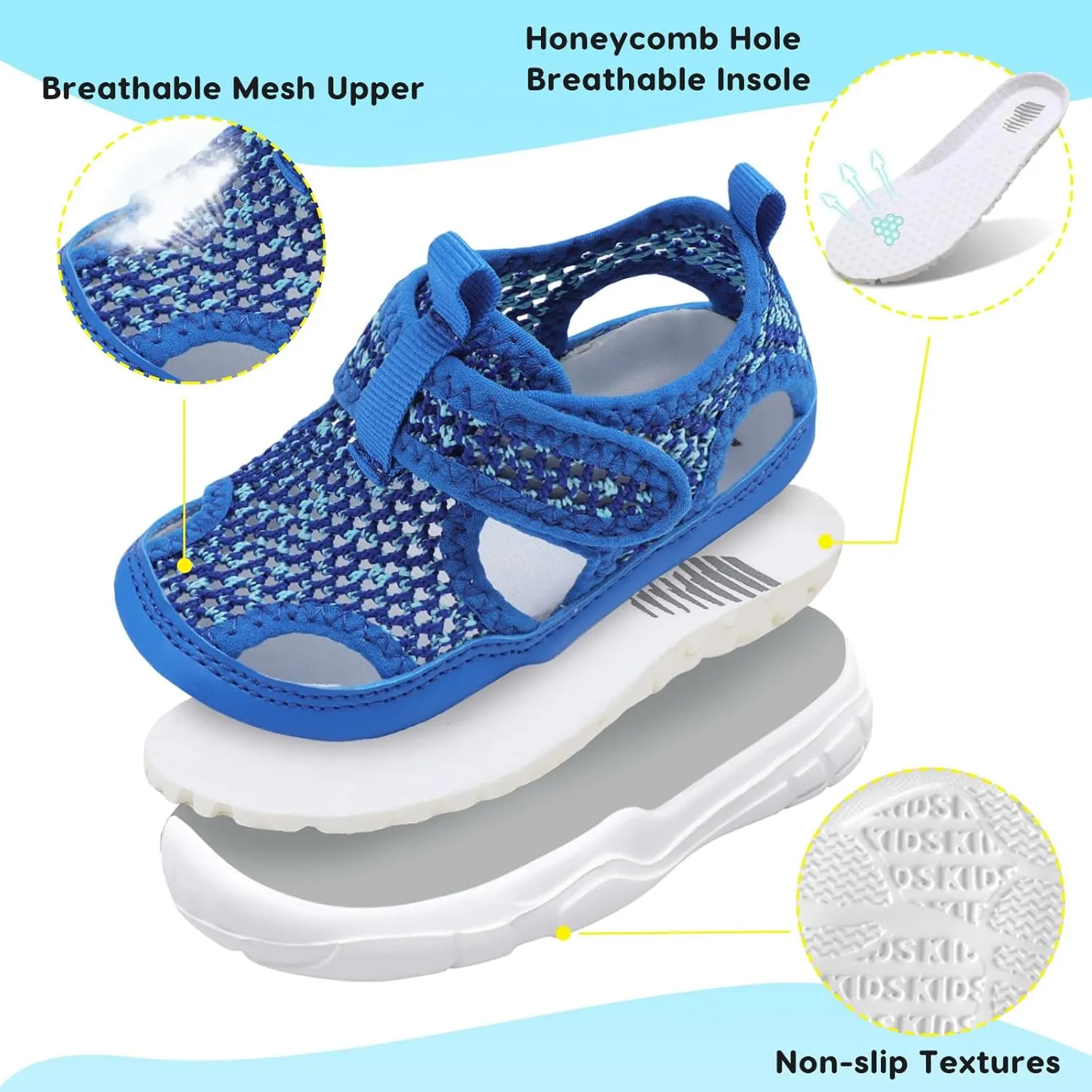 BARERUN Kids Water Shoes Boys Girls Barefoot Aqua Socks for Swim Surf Pool Beach Sport Lightweight Breathable Sandal Athletic Slip-On Sneaker for Toddler Outdoor Indoor