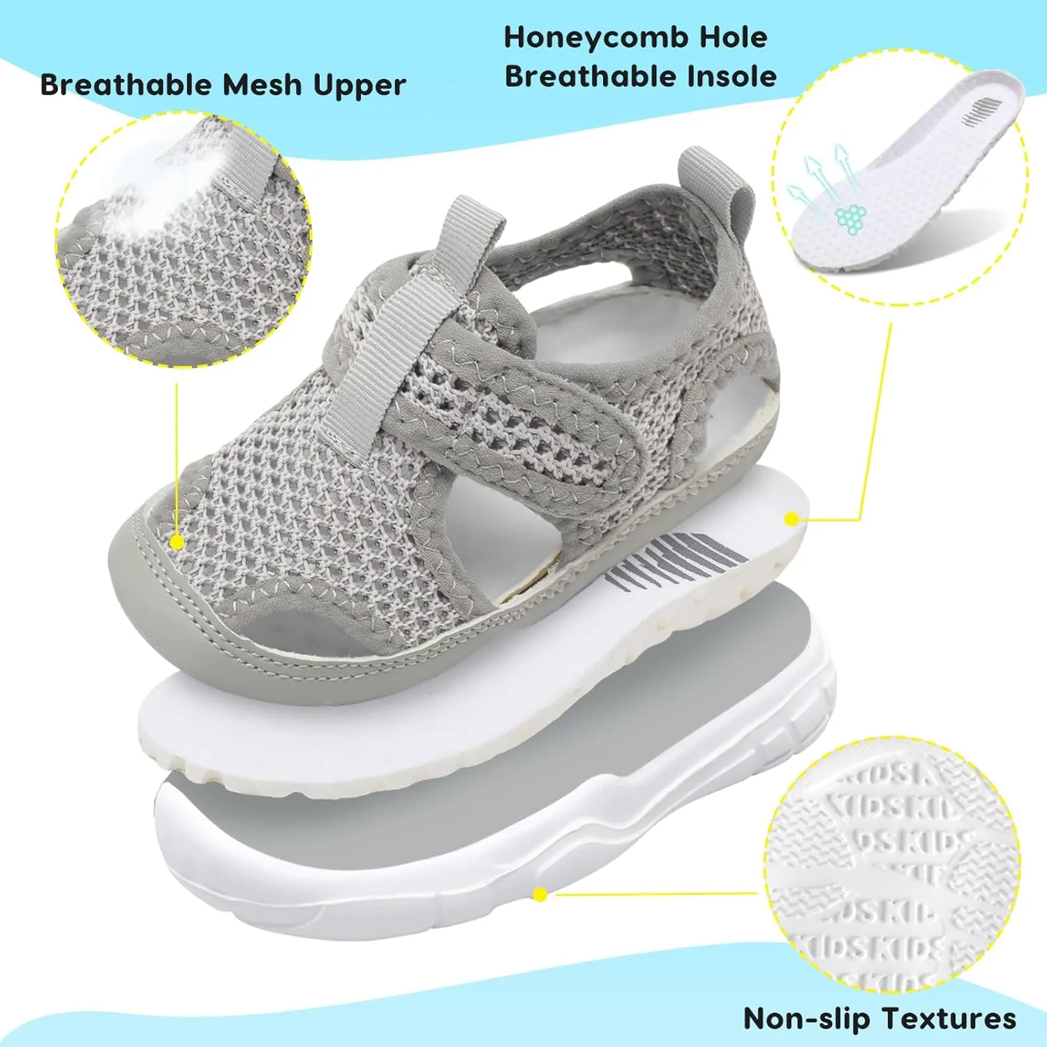 BARERUN Kids Water Shoes Boys Girls Barefoot Aqua Socks for Swim Surf Pool Beach Sport Lightweight Breathable Sandal Athletic Slip-On Sneaker for Toddler Outdoor Indoor