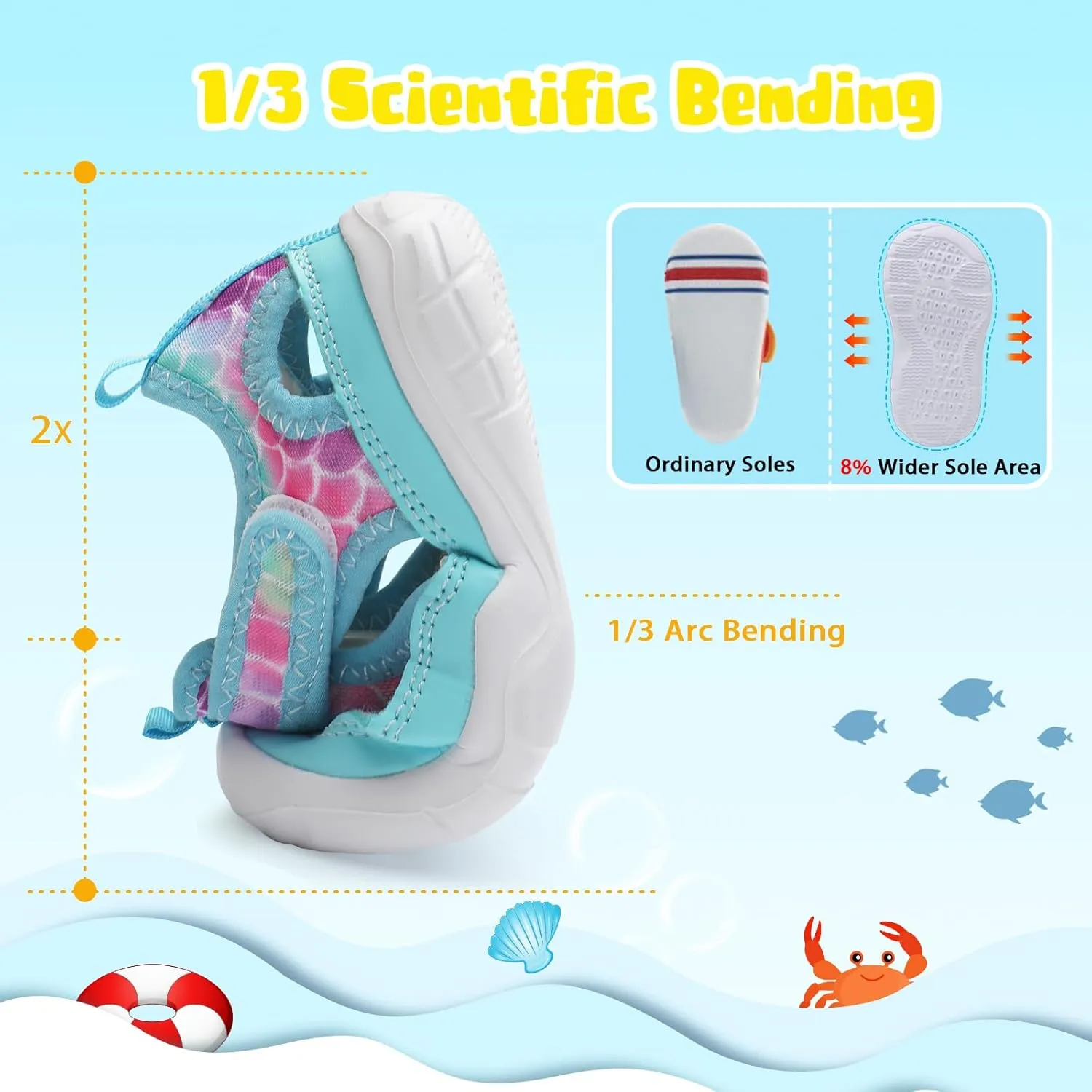 BARERUN Kids Water Shoes Boys Girls Barefoot Aqua Socks for Swim Surf Pool Beach Sport Lightweight Breathable Sandal Athletic Slip-On Sneaker for Toddler Outdoor Indoor