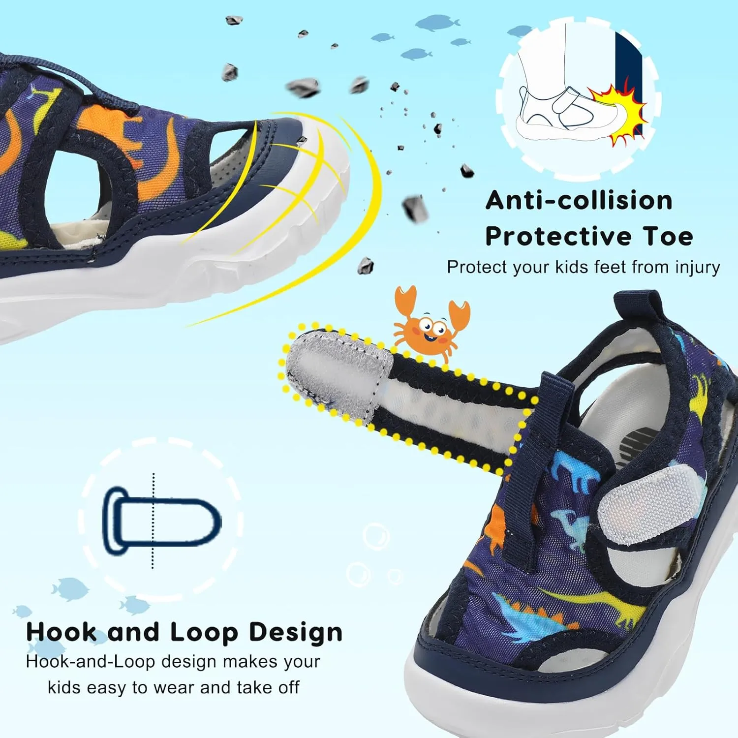BARERUN Kids Water Shoes Boys Girls Barefoot Aqua Socks for Swim Surf Pool Beach Sport Lightweight Breathable Sandal Athletic Slip-On Sneaker for Toddler Outdoor Indoor