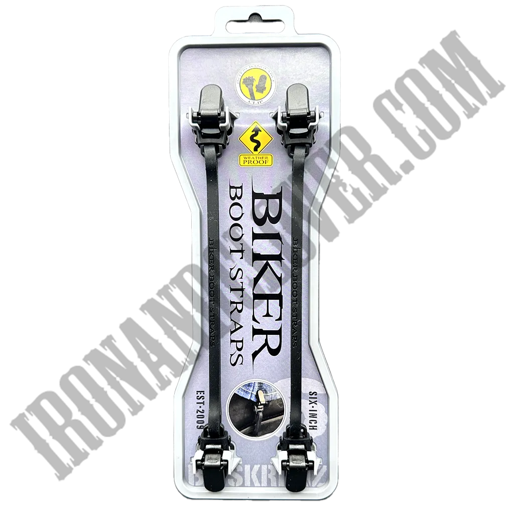 Biker Boot Straps in Basic Black Clasp 6"