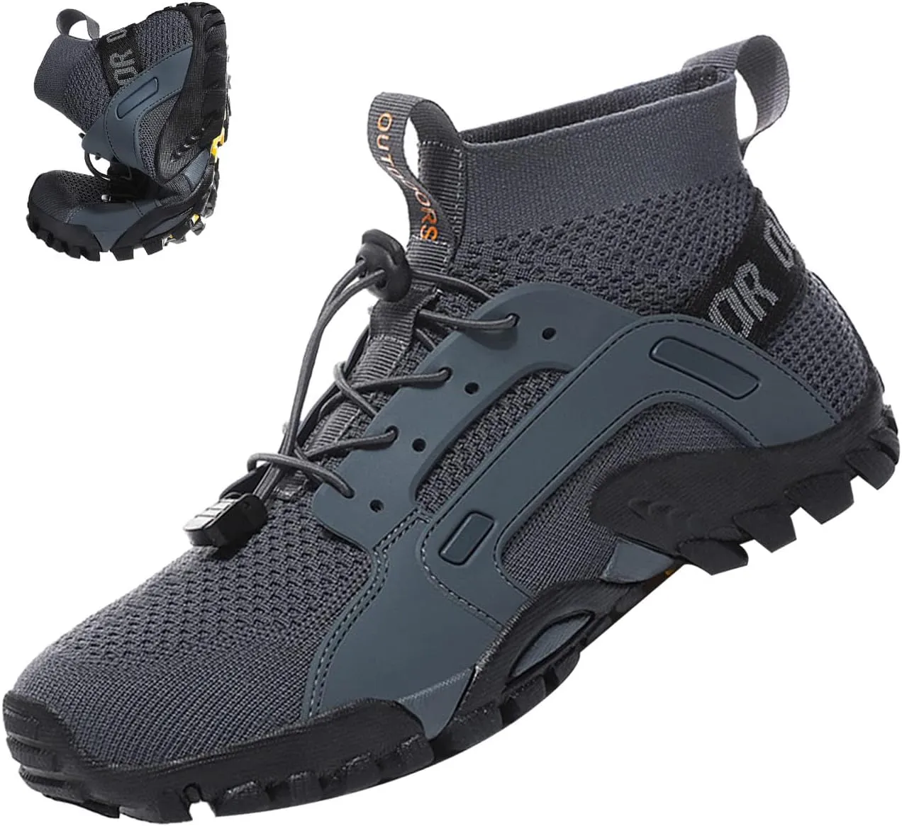 BlackeEight Men's Outdoor Hiking Wading Shoes,Comfy Breathe Quick Drying Mesh Orthotic Non-Slip Softsole Trail Sock Water Sneakers