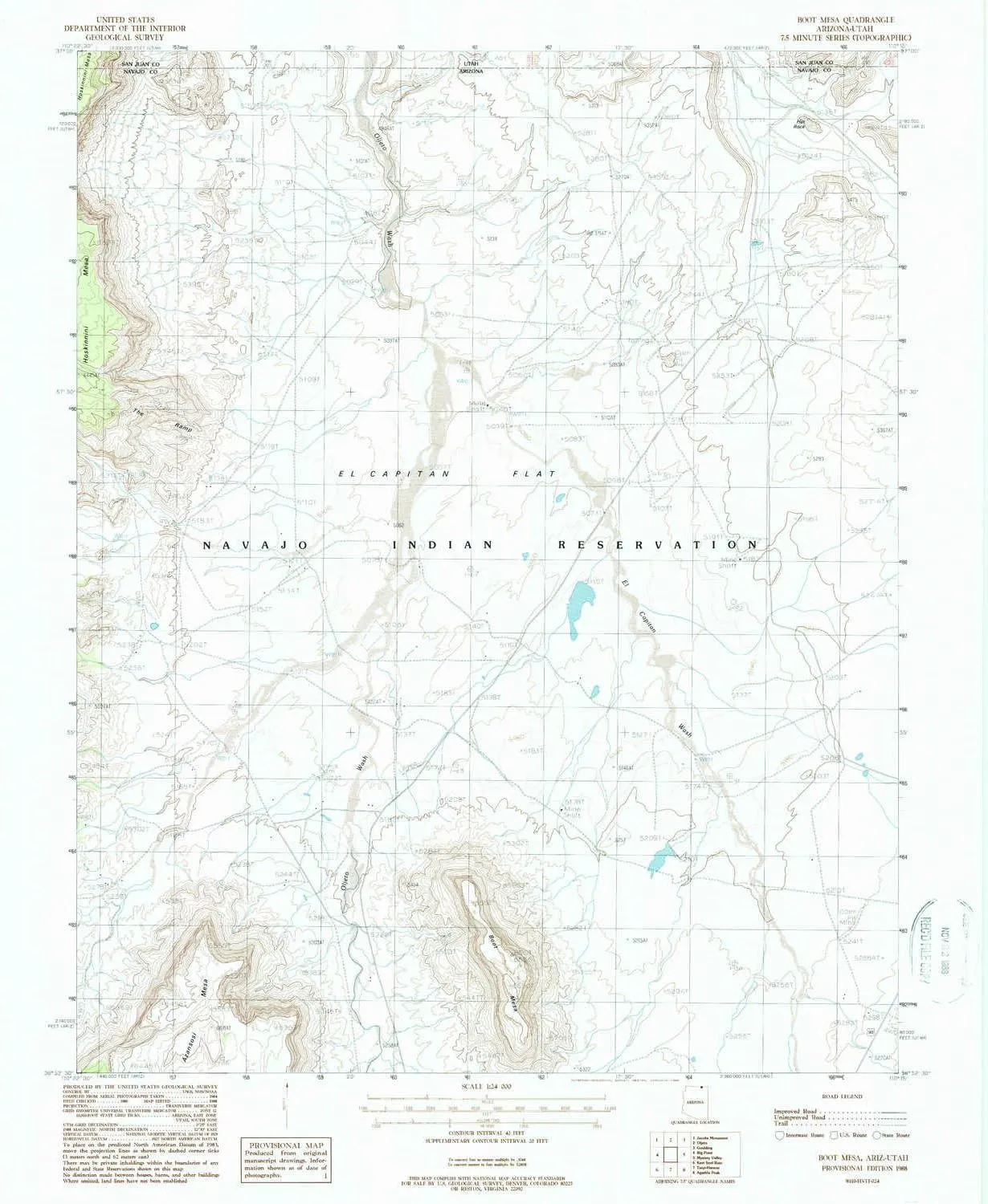 Boot Mesa AZ topo map, 1:24000 Scale, 7.5 X 7.5 Minute, Historical, 1988, Updated 1988, 26.8 x 22 in
