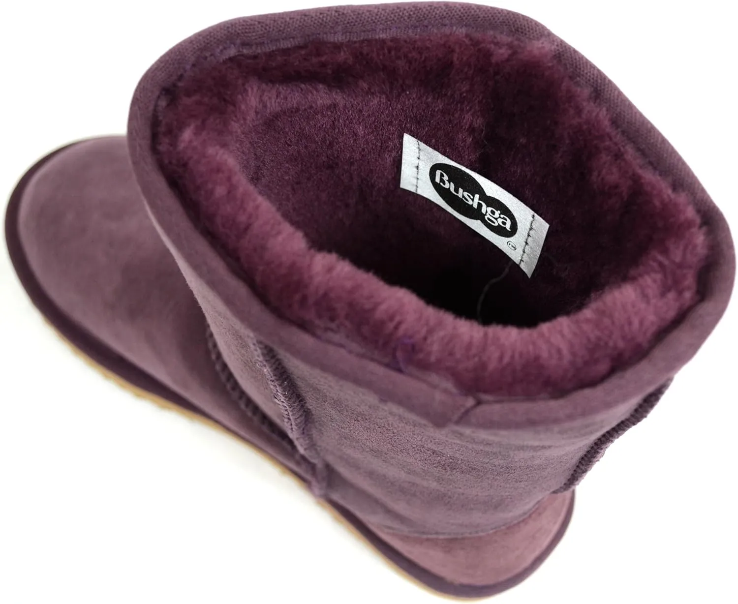 Bushga Ladies Genuine Sheepskin Mid Calf Short Boot (Black, Chocolate Brown, Grey, Chestnut, Purple)