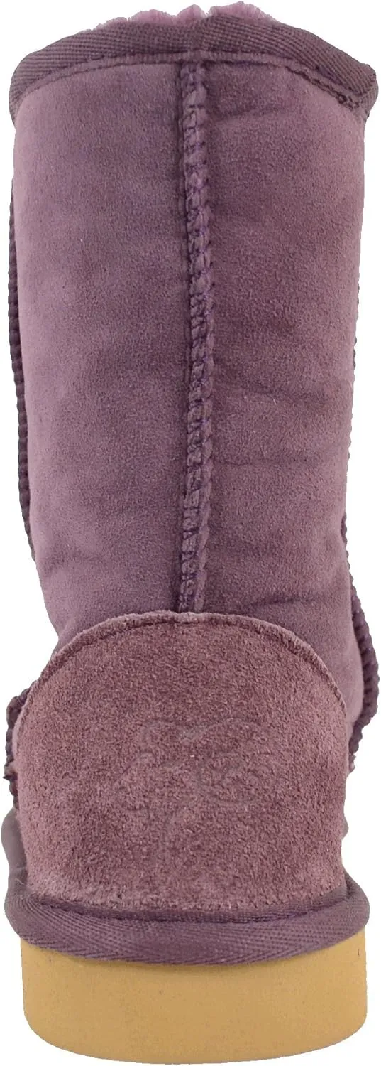 Bushga Ladies Genuine Sheepskin Mid Calf Short Boot (Black, Chocolate Brown, Grey, Chestnut, Purple)