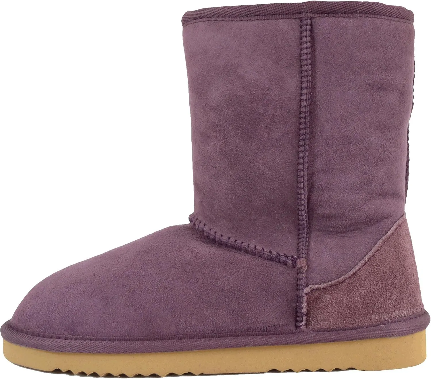 Bushga Ladies Genuine Sheepskin Mid Calf Short Boot (Black, Chocolate Brown, Grey, Chestnut, Purple)