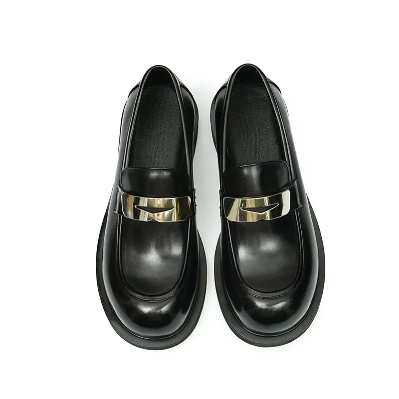 Calfskin Horsebit Loafers Shoes Large Toe