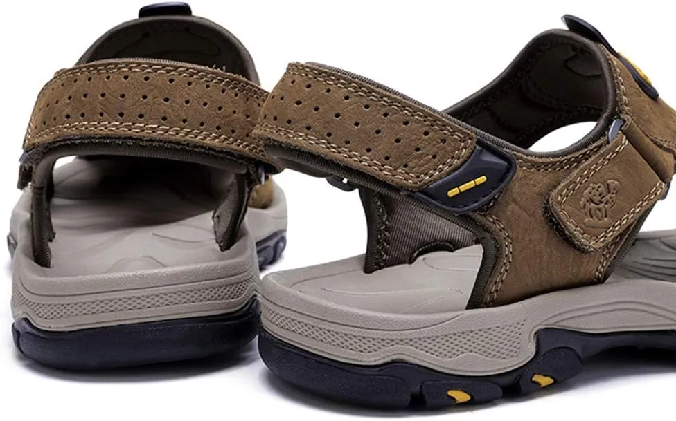 CAMEL CROWN Mens Hiking Sandals Waterproof Leather Fisherman Sandal for Athletic Outdoor Beach Sport Summer-Closed Toe Size 7-12