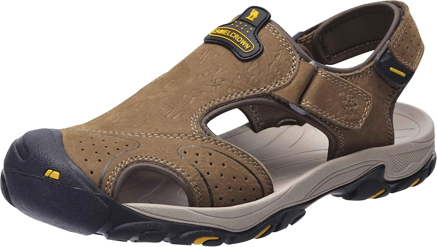 CAMEL CROWN Mens Hiking Sandals Waterproof Leather Fisherman Sandal for Athletic Outdoor Beach Sport Summer-Closed Toe Size 7-12