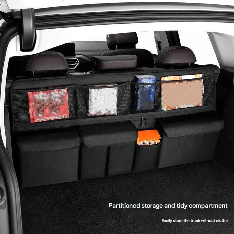 Car Boot Organiser for Dodge Ram Durango Journey Challenger Charger,Waterproof Kick Mats Seat Back Storage Bag Travel Durable Foldable Multi Pocket Journey Tidy Storage,Black