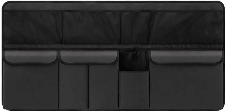 Car Boot Organiser for Dodge Ram Durango Journey Challenger Charger,Waterproof Kick Mats Seat Back Storage Bag Travel Durable Foldable Multi Pocket Journey Tidy Storage,Black
