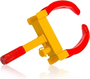 Car Wheel Lock,Trailer Wheel Lock Heavy Duty w/Adjustable Tire Clamp Boot, Anti Theft Chock Claw, Parking Stabilizer