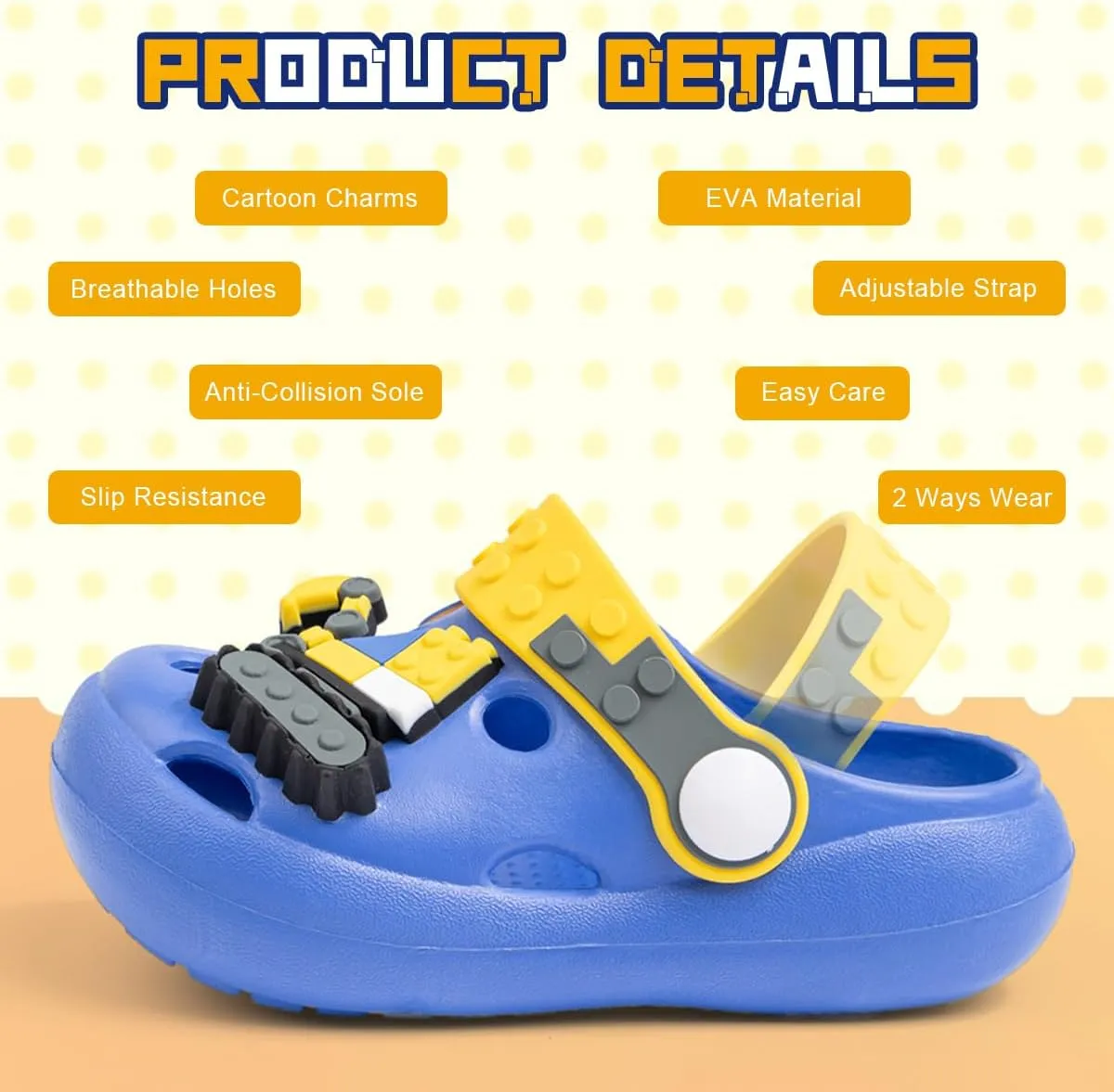 Casazoe Toddler Kids Boys Girls EVA Garden Clogs Summer Outdoor Slip On Water Sandals Children Lightweight Non-Slip Cartoon Closed Toe Slides House Slipper Beach Pool Play Shoes (Toddler/Little Kid)