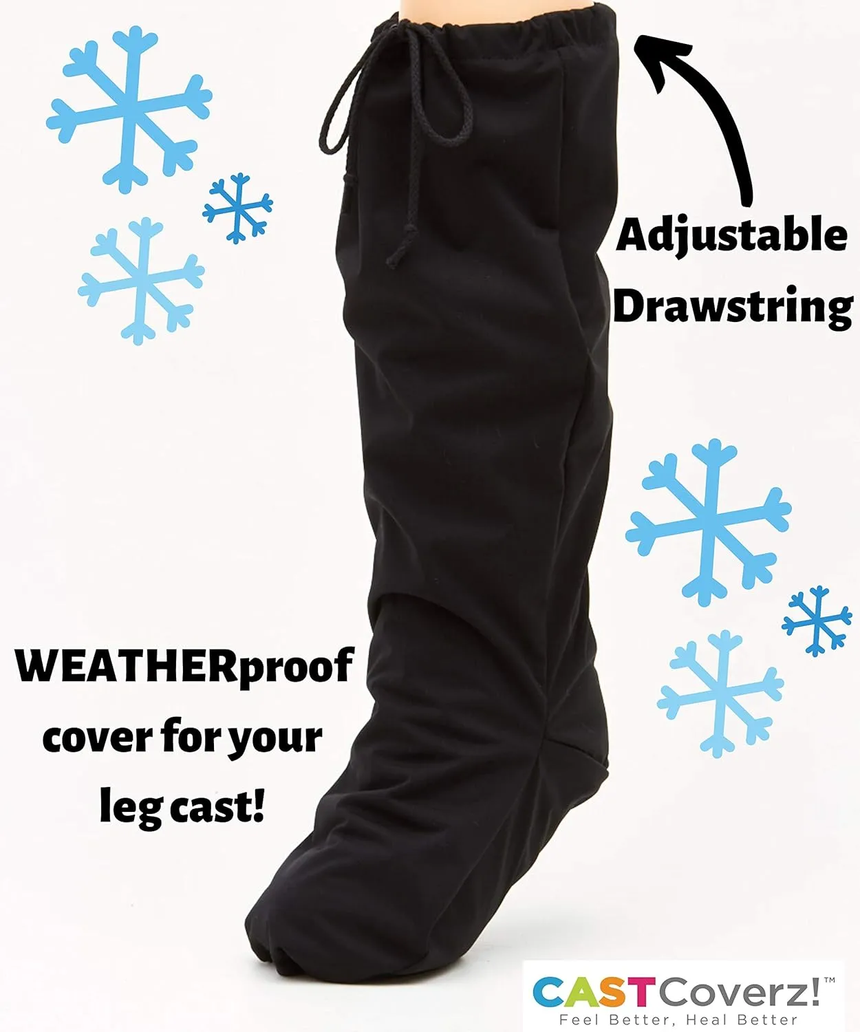 CastCoverz! Weatherproof Leg Cast Cover - Color: Black - Size: Medium - Below The Knee - Weather, Rain, Snow Cast Cover for Outdoor Use Only - Made in USA