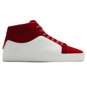 CC High White Red Velvet Sneaker - Preloved