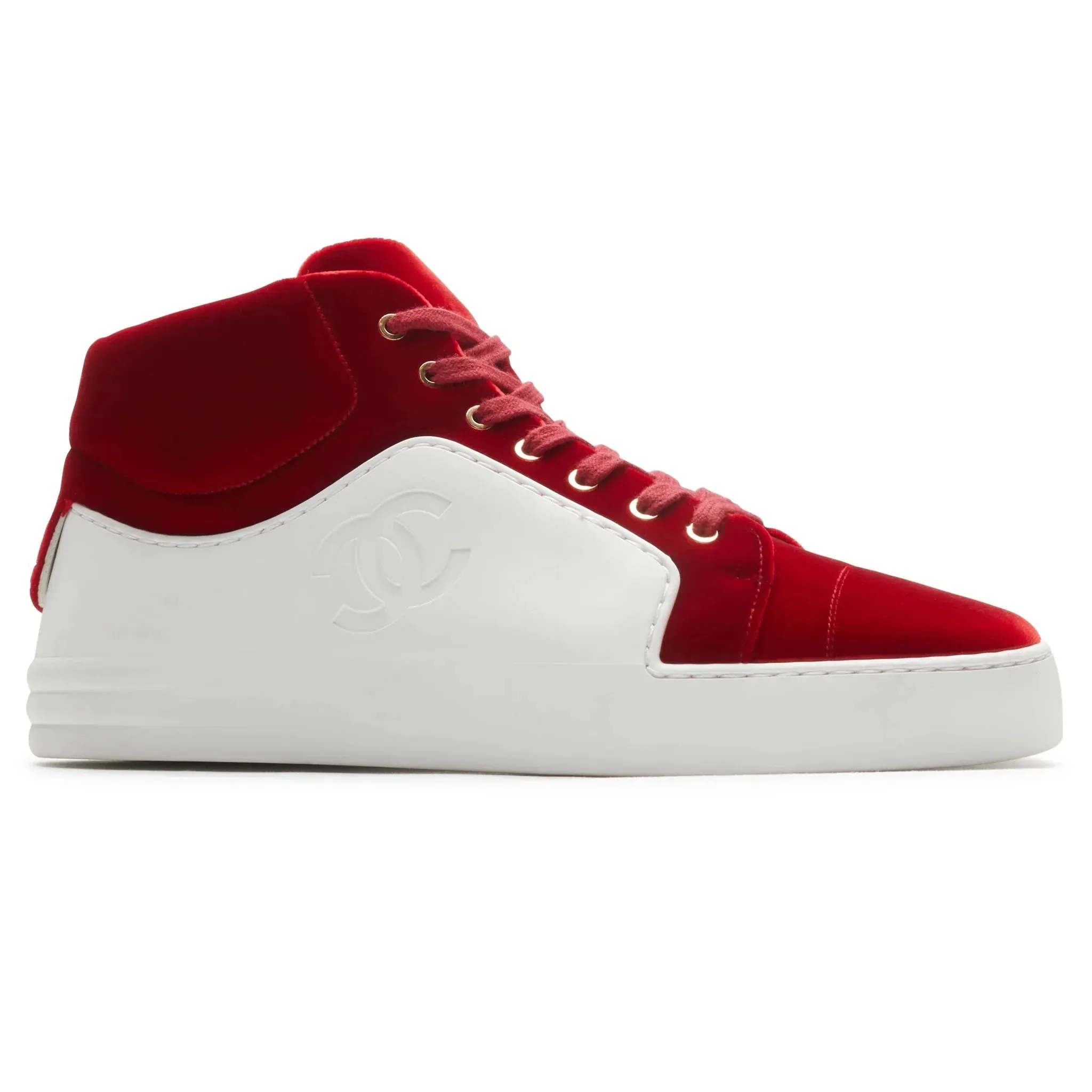 CC High White Red Velvet Sneaker - Preloved