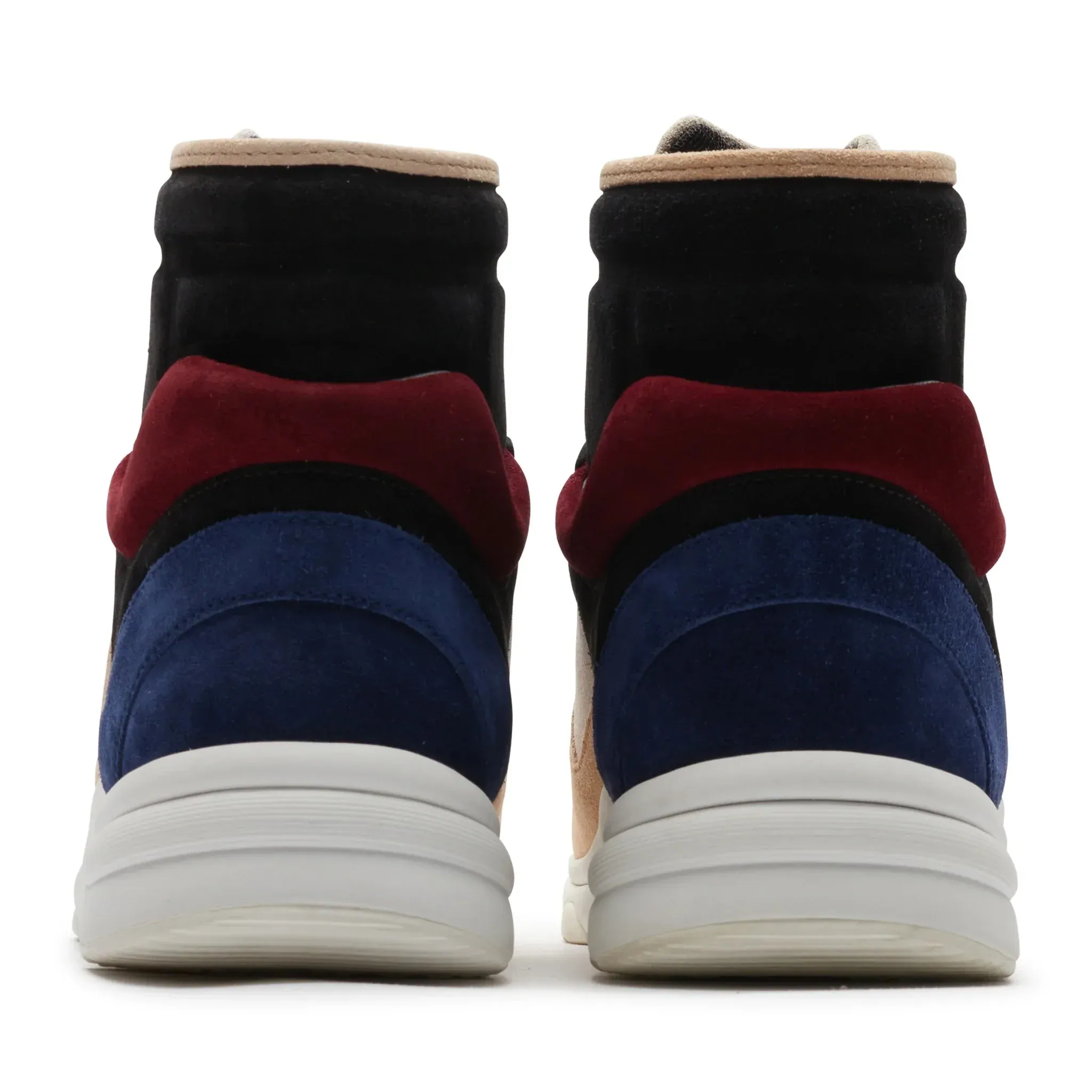 CC Logo Black Burgundy Blue Beige Suede High Sneaker - Preloved